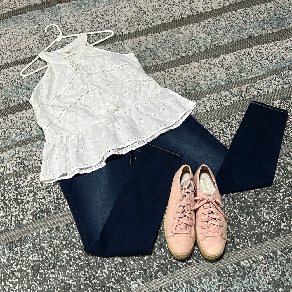 Eyelet Ruffled Tank Top